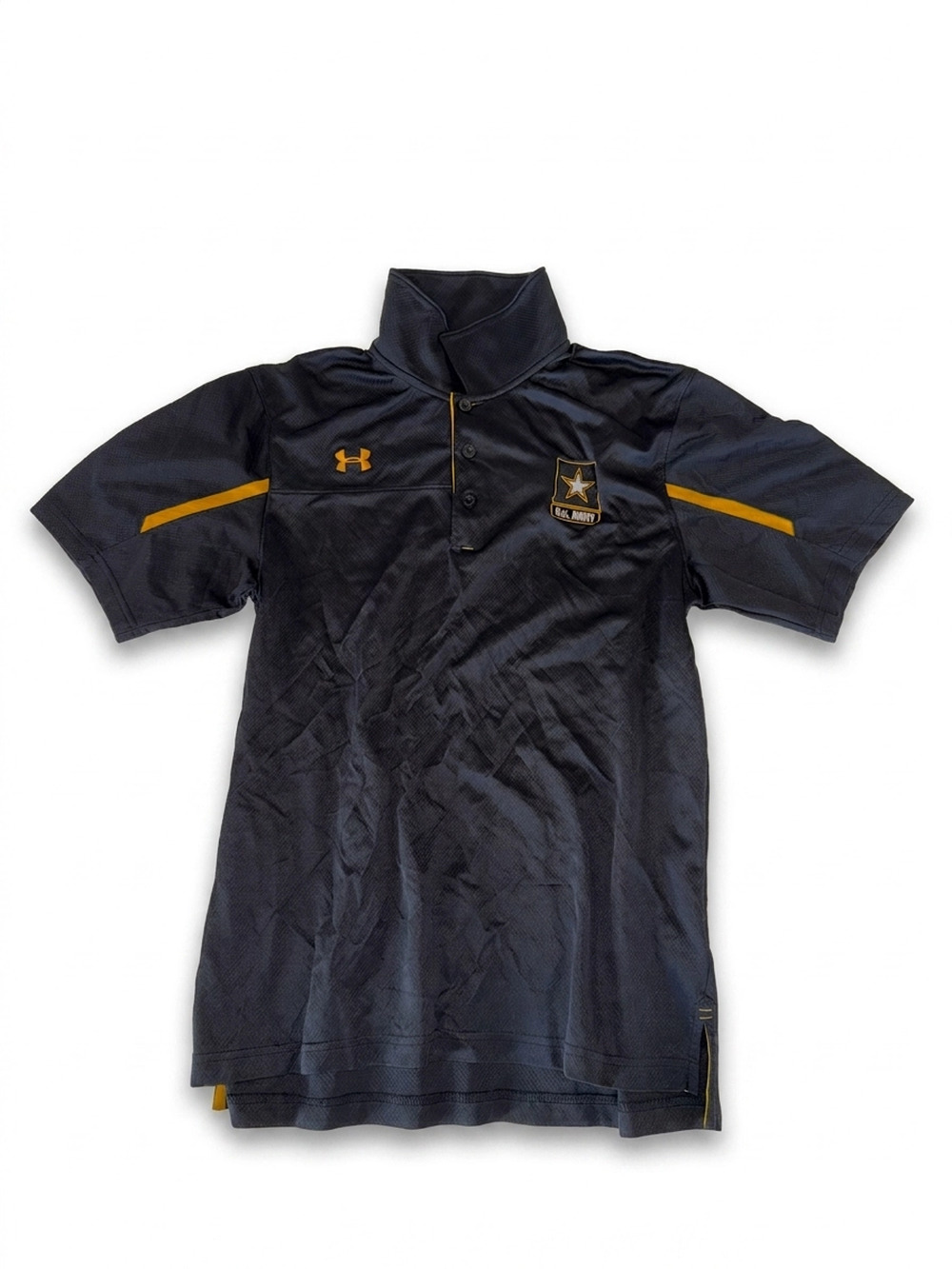 U.S. Army Collared Jersey Shirt | Black with Gold Accents | Size M | Gold Patch